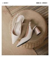 Zapatos de tacón de cuero, diseños puntiagudos para mujer, equipados con camisolas francesas y cubrezapatos, adecuados para eventos de fiesta. - details 5