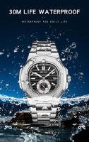 Reloj de hombre resistente al agua de cuarzo con calendario luminoso y correa de acero inoxidable - details 29