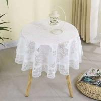 Mantel ENCE blanco retro europeo ahuecado, cubierta de mesa central, tela antipiscina para sala de estar, mesa de comedor redonda, - details 4