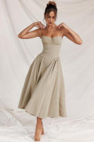 Vestido de mujer sin mangas y hombros, diseño elegante, vestido de corte - details 4