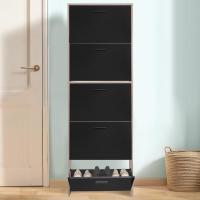 Mueble zapatero de 12 pares - Estantería de gran capacidad para vestíbulo o pasillo - (ancho) 60 x (profundidad) 24 x (alto) 80 cm - Madera clara blanca - details 119