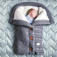 Saco de dormir de punto grueso para bebé, forro de Cachemira de imitación infantil, envoltura para recién nacido, manta para cochecito de niño - details 15