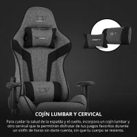 DR90 - Silla Gaming Profesional, Tejido Transpirable, reposabrazos 2D Acolchado, Base Nylon Reforzado, pistón Clase 4, cojín Lumbar y Cervical, Color Gris/Blanco - details 29