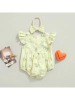 Conjunto de Maternidad Pelele para Bebé con Diadema Mono Floral con Cuello Redondo y Manga Mosca + Diadema para Verano, Azul/Amarillo, 0-24 Meses - details 10