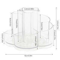 Organizador de maquillaje giratorio 360, soporte de almacenamiento de cosméticos transparente, bandeja con 6 compartimentos, cepillo de maquillaje, brillo de labios, armario de baño - details 1