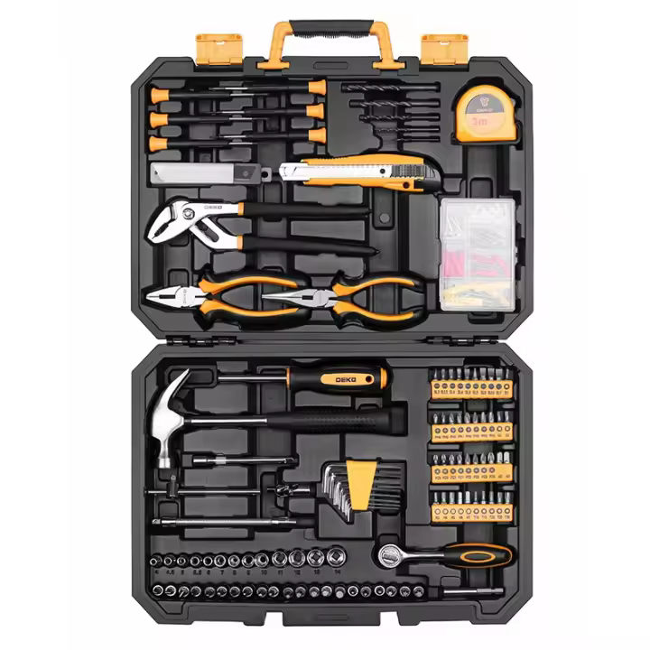 DEKO 196 Uds 198 Uds juego de herramientas de reparación de automóviles profesional llave de trinquete automática destornillador Kit de herramientas mecánicas con caja de moldeo por soplado - 1
