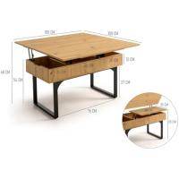 Mesa de Centro Elevable y Extensible – Espacio de Almacenamiento y Diseño Moderno - Color Madera. - details 2