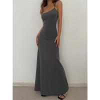 Vestido ajustado de primavera y verano para mujer, traje Sexy sin mangas con tirantes finos y abertura - details 0