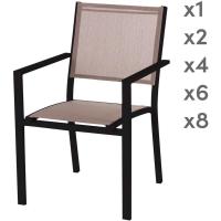 Silla de jardín apilable Deluxe Tailandesa |   De aluminio y textileno |   Tamaño 55x60x86 cm. |   (2, Negro y Marrón) - details 4