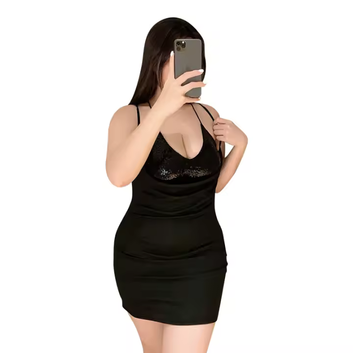 Camisón de lentejuelas de estilo occidental, ropa interior sexy de talla grande - 1