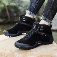 Botas de senderismo de cuero de vaca para hombre y mujer, zapatos de nieve impermeables para exteriores, escalada, montaña, caza, caminar, invierno - details 12