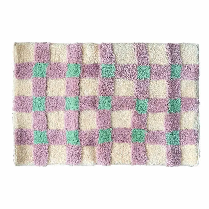 Alfombra absorbente para decoración del hogar, alfombra antideslizante para suelo de ajedrez, alfombras de suelo súper suaves, estilo INS, para el hogar - 1