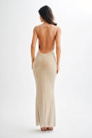 Camisola francesa con diamantes de imitación para chica picante, vestido de noche ligero de lujo de gama alta con cadera envuelta, vestido largo sin espalda para fiesta - details 2