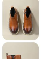 Botas de hombre de alta gama de cuero Botas Chelsea Zapatos altos de piel de vaca de capa superior - details 3
