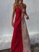 Vestido de fiesta de retales a la moda con tirantes finos y estampado sin espalda para mujer de verano, vestido elegante sencillo sin mangas para mujer 2025 - details 6