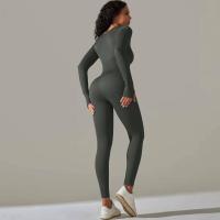 Ropa de una pieza con rosca, mono de Yoga sin costuras, Control de barriga, ropa de ejercicio de manga larga, elástico - details 5