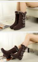 Ots de terciopelo de algodón cálido para nieve para mujer, tacón de cuña, talla grande, invierno - details 2