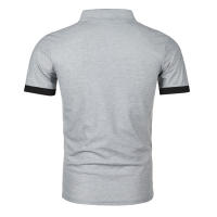 Polo de manga corta ajustado para hombre, camisa de cuello suave y sólido, trabajo, Golf, senderismo, informal, azul marino/blanco - details 10