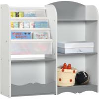 Organizador de Juguetes Estantería para Niños Estantería Infantil con Estantes Abiertos para Dormitorio Sala de Juegos Guardería 85x26x84 cm Gris - details 0
