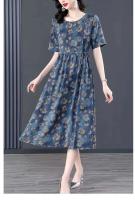 Elegante Vestido de Seda Hielo para Mujer Ajuste Suelto Largo Manga Larga Moda de Verano 2023 Estilo Floral Falda para Madre de Edad Media - details 9