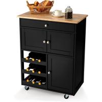 Carro de Cocina de Madera Carrito de Servicio con Ruedas Mueble Island Móvil con Cajón - details 0