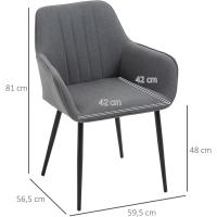 Pack de 2 Sillas de Comedor Sillas Decorativas Tapizadas en Lino Sillas de Cocina con Respaldo Reposabrazos y Patas de Metal para Salón 59,5x56,5x81 cm - details 12