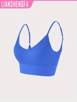 Sujetador deportivo clásico sin espalda con cuello halter y yoga acanalado de punto para cultivo de cabello. - details 1