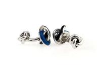 Gemelos con nudo de doble cara con diseño de bola para hombre, material de cobre de alta calidad, azul, venta al por mayor y al por menor - details 2