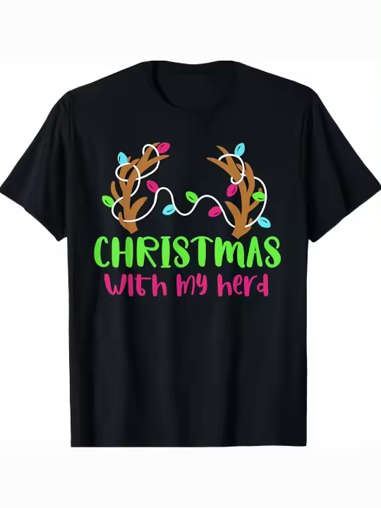 Camiseta Navidad con mi rebañoRegalo para papá Manga corta con cuello redondo suave y cómoda - 230 g - 1