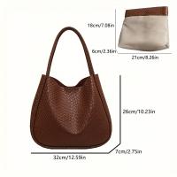 Bolso de hombro tejido de gran capacidad para mujer - Bolso de mano texturizado elegante con cierre magnético y correas fijas, bolso informal elegante de color sólido para ir al trabajo, ir de compras, citas (caqui/marrón claro/verde/negro), accesorio par - details 1