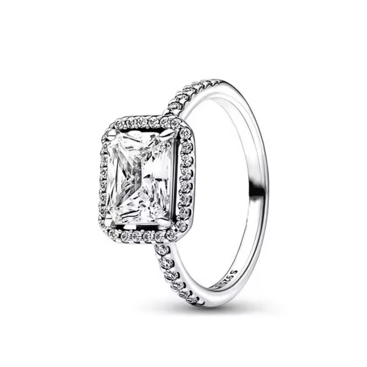 Anillo rectangular de plata de ley con circonita para mujer, joyería de boda, regalos de moda, regalo del Día de la madre - 1