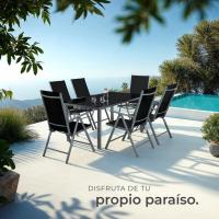 Conjunto de Sillas de Jardín Exterior de Aluminio 2 Piezas, Con Ruedas, Resalte Regulable, Resistente a la Intemperie, Transpirable, Limpieza Fácil Antracita - details 35