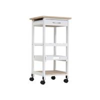 Carrito de Cocina Carro Auxiliar con Ruedas 1 Cajón 1 Armario 3 Estantes Abiertos de Almacenamiento para Comedor 66x39,5x86,5 cm Blanco - details 7
