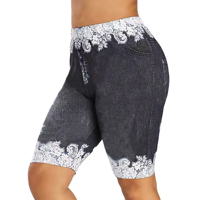 Shorts de Denim de Cintura Alta y Adelgazado Moda de Talla Grande Pantalones Cortos de Verano - 1