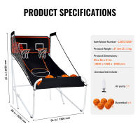 SucceBuy Juego de Arcade de Baloncesto Plegable, Deporte de Interior para 2 Jugadores, Marcador electrónico, Bomba de Inflado, para niños y Adultos - details 6