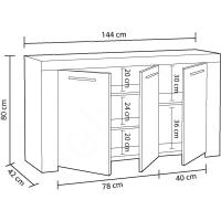 Taburete Moderno de Blanco Armario Auxiliar de Comedor Medidas 144cm x 42cm x 80cm - details 11