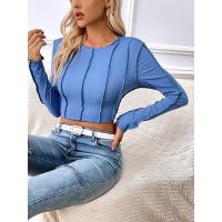 Camisetas de manga larga para mujer, ropa casual, suaves, cuello redondo, elegantes y brillantes, primavera, 2023 - details 4