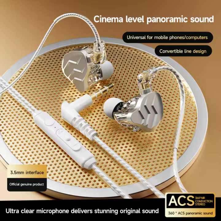 Auriculares con cable con Chip Digital, cascos intrauditivos de graves pesados ​​con sonido envolvente HiFi de 3,5mm AUX/tipo C 9D para Samsung, Huawei, Xiaomi, OPPO, iPad y PC - 1