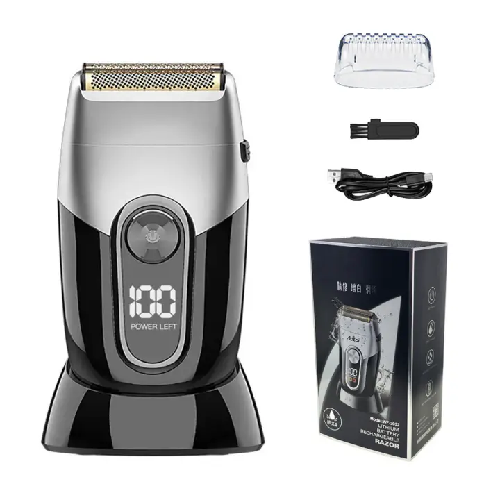 Afeitadora de lámina para Barbero para hombres, maquinilla de afeitar eléctrica doble, afeitadora profesional, afeitadora inalámbrica recargable con USB, diseño desmontable, pantalla LED - 1