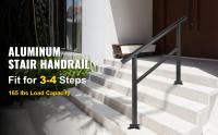 SucceBuy Barandilla para escaleras para exteriores, 48 x 35,5 pulgadas, aluminio, ajustable, 0-45 grados, color negro - details 0