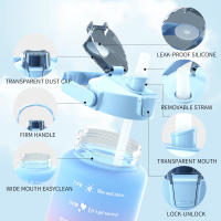 Juego de 3 botellas térmicas, botella de agua, 2 L + 800ml + 300ml sin BPA con pajita para mujeres y hombres - details 3