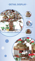 Seasonal Building Block Toy Flower with Dust Cover DIY Treehouse Model Bricks with Light Ornament Romantic Gift for Girlfriend - details 20