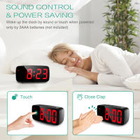 ORIA-Reloj Despertador Digital LED con Control de voz, Despertador de escritorio con pantalla de temperatura y tiempo de repetición, modo nocturno - details 0