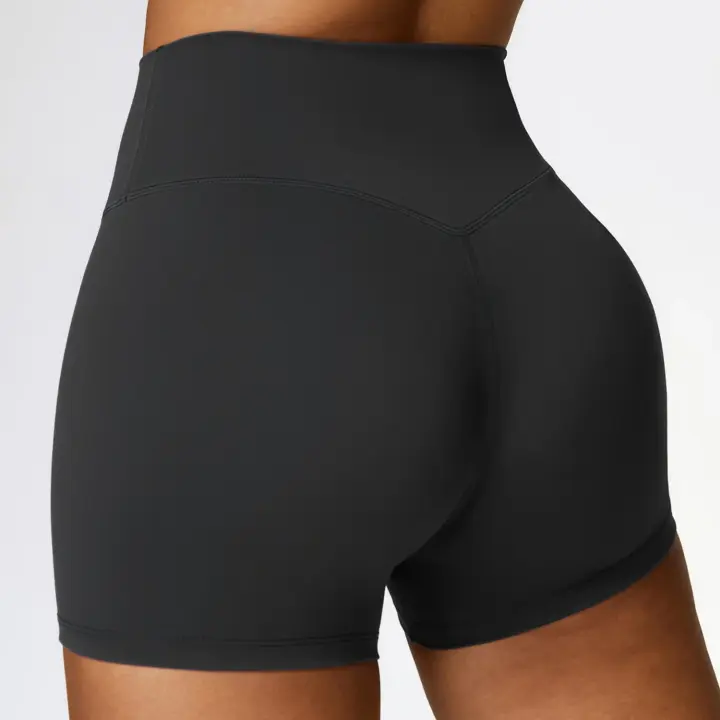 Pantalones Cortos de Yoga de Color Sólido para Mujeres Leggings de Cintura Alta Suaves para Gimnasio y Deporte Comprehensive Training Jog Material Exterior de Nylon Season Aplicable de Primavera/Verano - 1