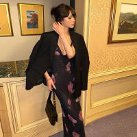BUNO-estido Halter de moda para mujer, vestido sin espalda con estampado de rosas, sin espalda, Sexy con cuello en V, ajustado para fiestas en la playa - details 8