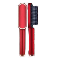 Plancha de pelo de anión 2 en 1, rizador con pantalla LCD para cabello seco/húmedo, peine eléctrico para mujer - details 11