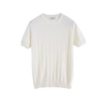 Camiseta de punto de lujo para hombre, novedad de verano, estilo, cuello redondo, manga corta, versión coreana fina, capa Base, prendas de punto superiores - details 5