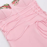 Vestido largo Floral sin mangas con espalda descubierta para mujer, traje Sexy de vendaje con cordones, ajustado para fiesta - details 10