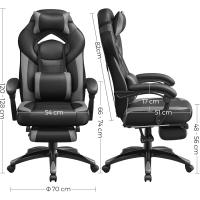 Silla de Oficina con reposapiés telescópico - Reposacabezas Ajustable - Soporte Lumbar - Carga máxima 150 kg - Negro - details 11