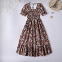 Vestido Midi Bohemio De Mujer Para Verano En Chiffón Con Cuello Cuadrado Y Manga Corta Vestido Casual De Playa Vacaciones Plegado A-Line - details 19
